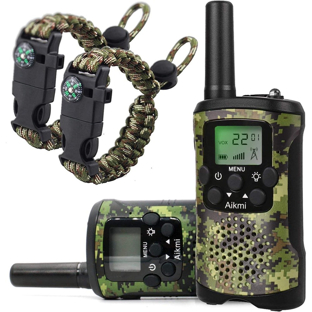 Aikmi Kids Walkie Talkies 2 Way Radio w/Survival Bracelets for Outdoor Adventure